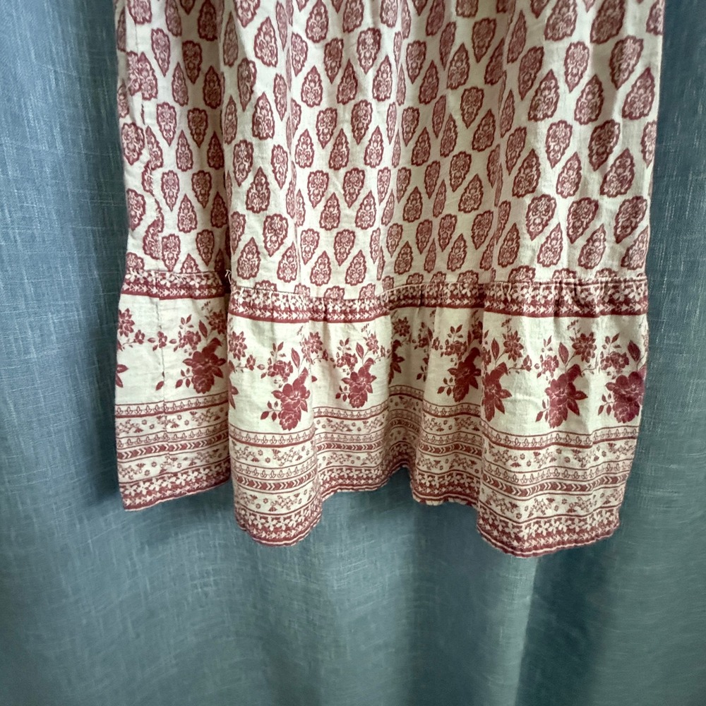 Sim & Sam Pink Floral Paisley Smocked Maxi Dress Women Size XL Puff Sleeve Boho - Picture 8 of 15